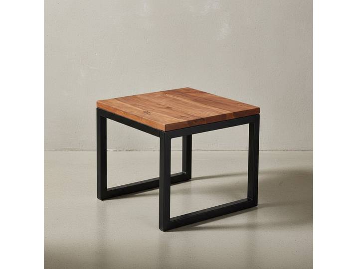 KADIMA DESIGN Beistelltisch Beistelltisch 45x40x45 cm Massivholz Metall Wohnzimmertisch Couchtisch (Wohnzimmer, Kleiner Couchtisch Massiv), Wohnzimmertisch, Industrial Style Designer Holztisch, Tisch
