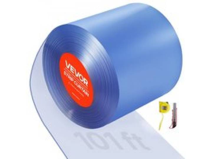 VEVOR Rideau Lanière PVC 30,8 x 0,3 m Rouleau Lanière en Plastique Transparent de Porte, Bande Isolation Thermique Coupe Vent, pour Portes de Supermarchés, de Garages, d'Entrepôts, de Restaurants