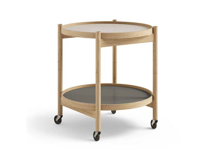 Brdr. Krüger Bølling Tray Table model 50 Servierwagen Stone, Eichengestell geölt