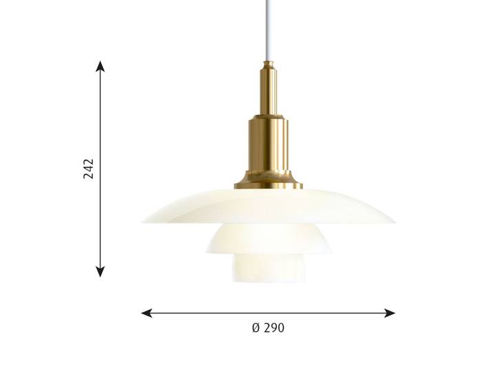 PH 3/2 Pendelleuchte Messing - Louis Poulsen - Wohnzimmer - Design - Glas - Einflammig