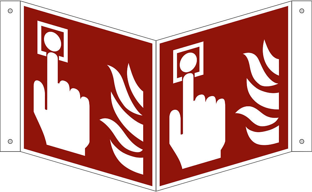kaiserkraft Brandschutzzeichen, Brandmelder, VE 10 Stk, Aluminium, Nasenschild, 150 x 150 mm