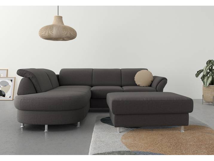Ecksofa, 250x212 cm, Luxus-Microfaser, Grau, Arm- & Kopfteilverstellung, Modern, SIT & MORE