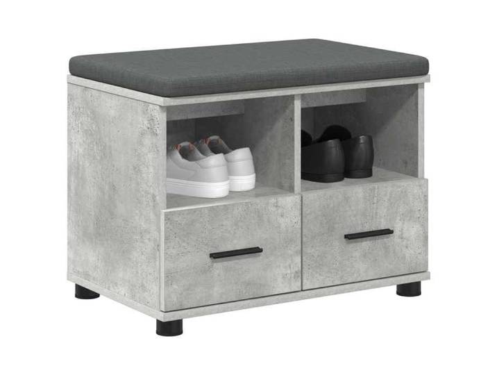 Banc de couloir ZENCORE - Gris Banc d'entrée - Montage simple - avec coussin Gris Béton 60x38x46cm LH1541253