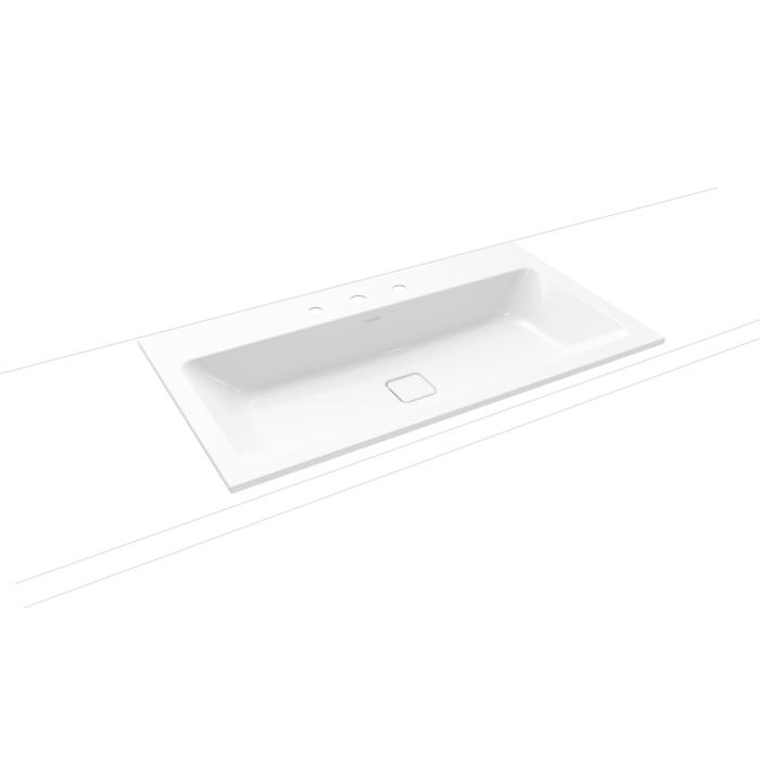 Kaldewei Cono Einbauwaschtisch 901706033001 3081, 90x50x1,4cm, weiss Perl-Effekt, 3 Hahnlöcher