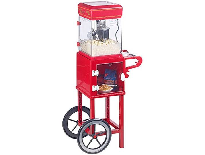 Rosenstein & Söhne Popcorn Geräte: Profi-Popcorn-Maschine Cinema mit Rollwagen im Retro-Design (Kino Maschinen, Maschine Gastro)