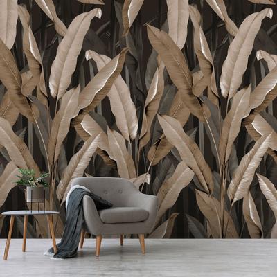 Fototapete SUPERFRESCO EASY "Bananenblatt", braun (schwarz), H:2,8m L:2,8m, Vlies, Tapeten, Design Tapeten