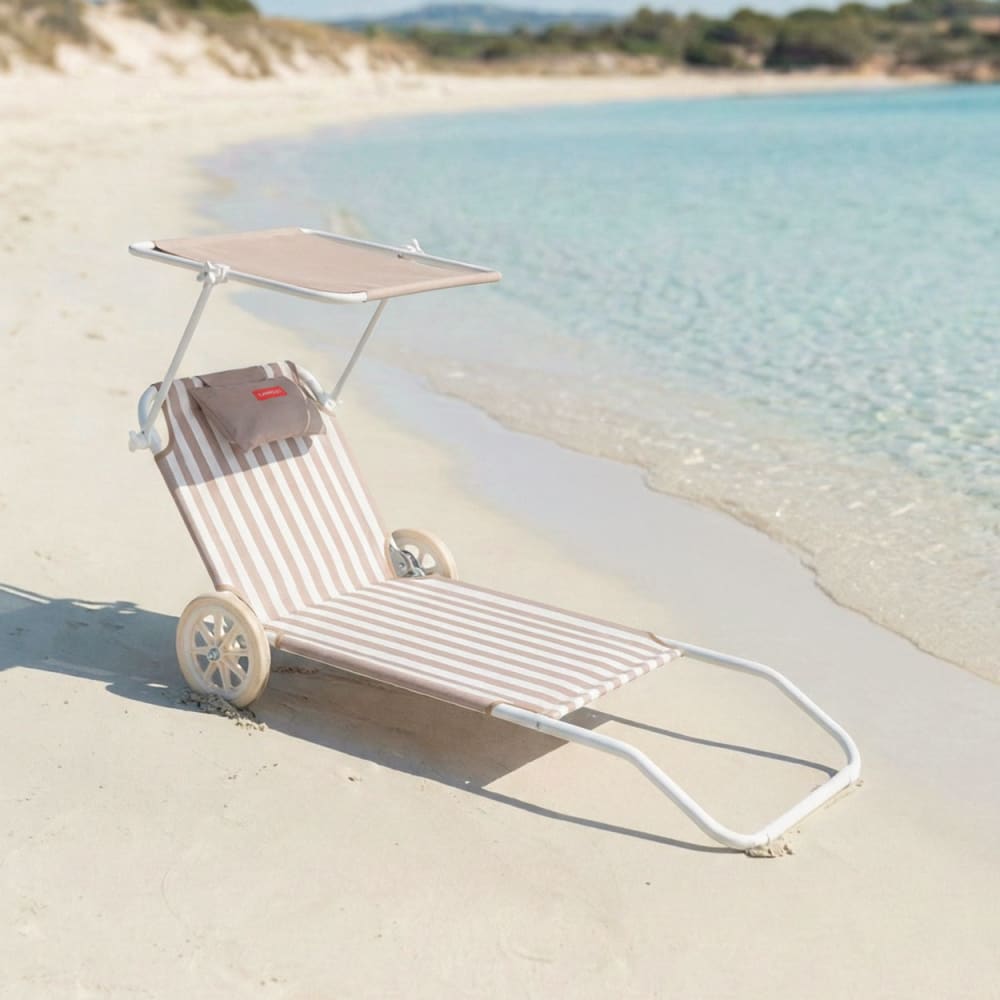 Flamingueo Lot de 2 Chaises de Plage Pliables Beige Beige 112x62x67cm