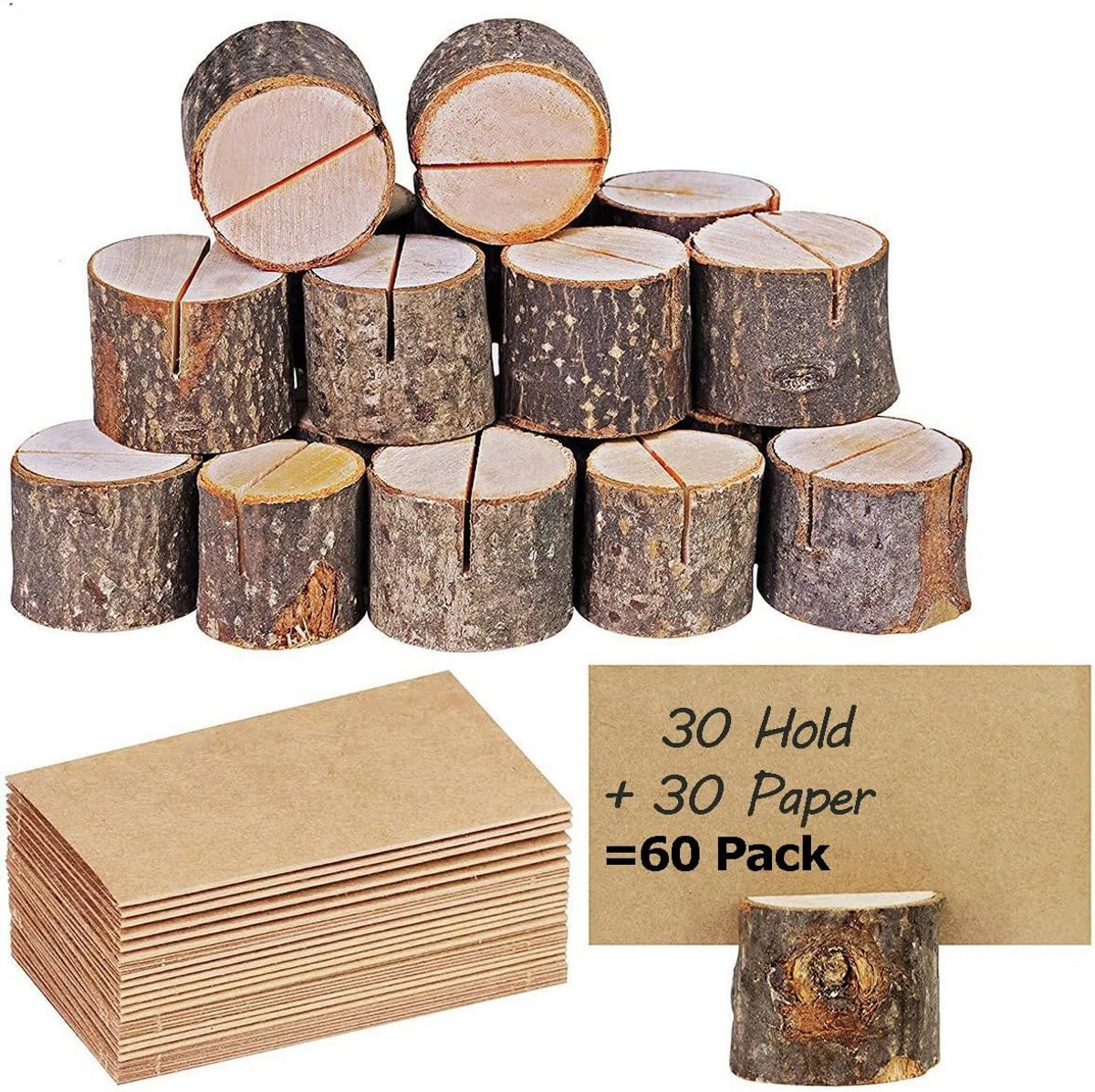 30 Stuks Houten Plaats Kaarthouders voor Tafelkaarten en Foto's