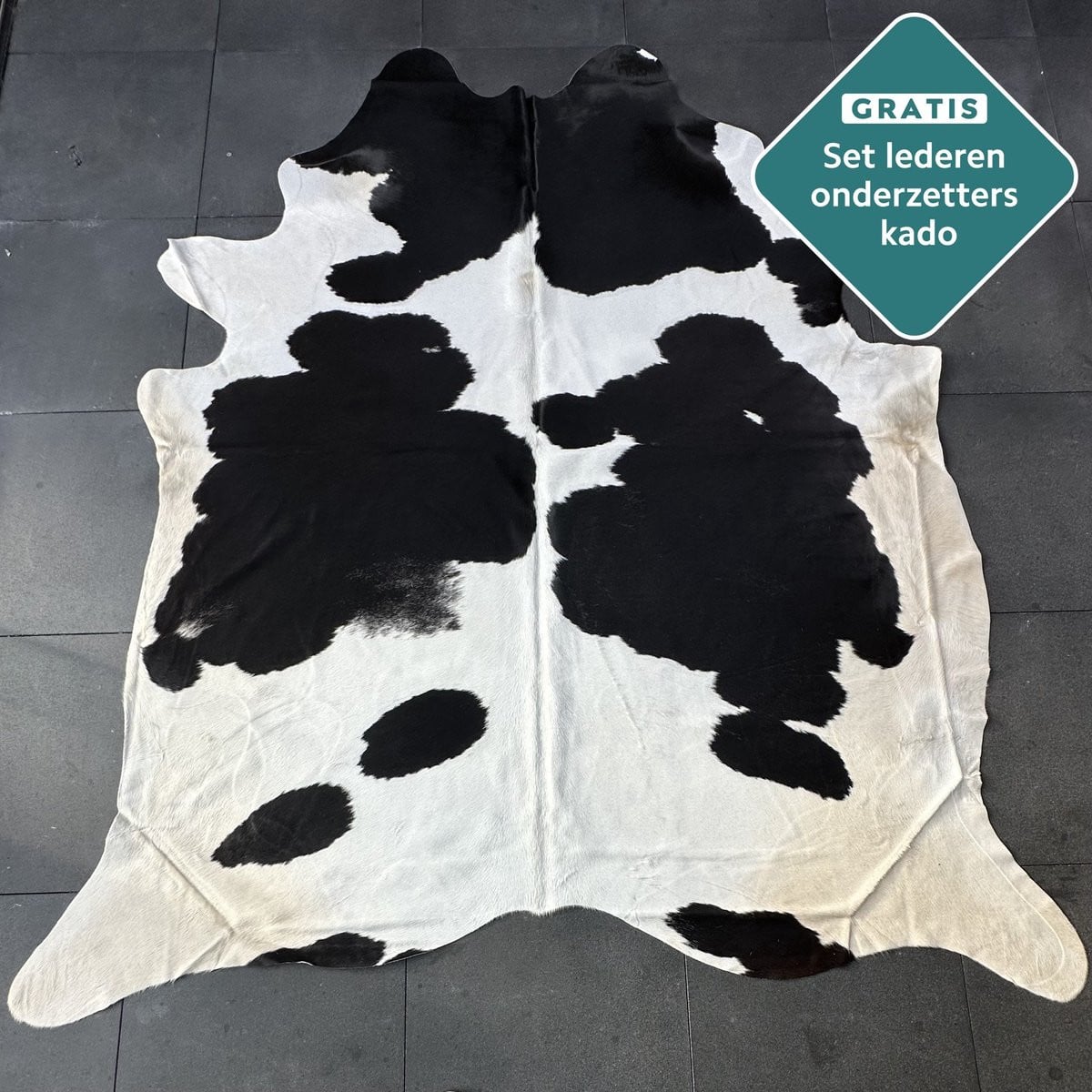 Bonte koeienhuid vloerkleed met vlekken, Breedte: 250 cm, Diepte: 220 cm