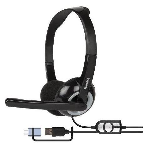 Hamlet Hheadmus-Cx Cuffia Con Microfono E Telecomando USB-A + USB-C (Hheadmus-Cx) (Kabelgebunden, USB-A) (HHEADMUS-CX)