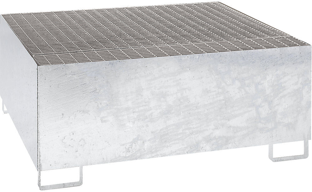 Stahl-Auffangwanne für Tankcontainer IBC / KTC, LxBxH 1460 x 1460 x 630 mm, Auffangvolumen 1000 l, feuerverzinkt eurokraft pro