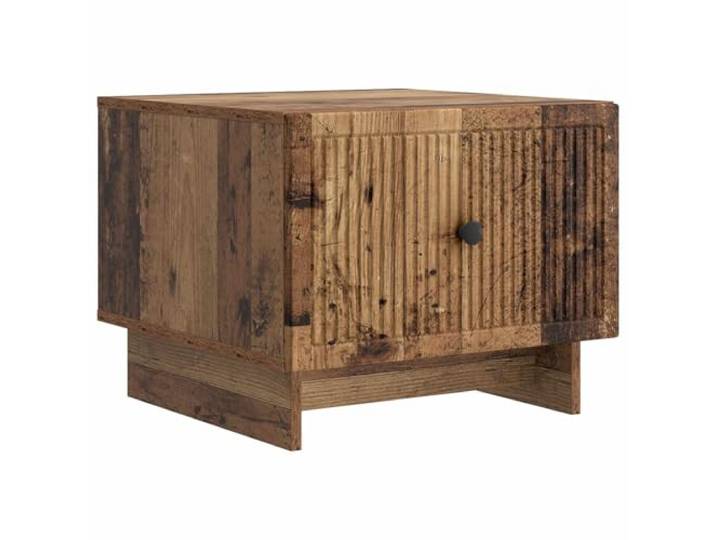 IBUQDDV Couchtisch Altholz 49 x 50 x 40 cm Holzwerkstoff Gestreiftes Randdesign, integrierte Schubladen, viele Fächer, feuchtes Tuch Reinigung, Wohnzimmer