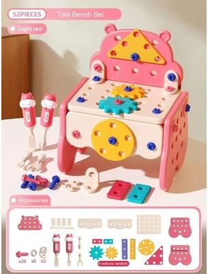 Uplift Essentials Little Builder's Interactive Power Tool Workshop 52p Pink No Drill