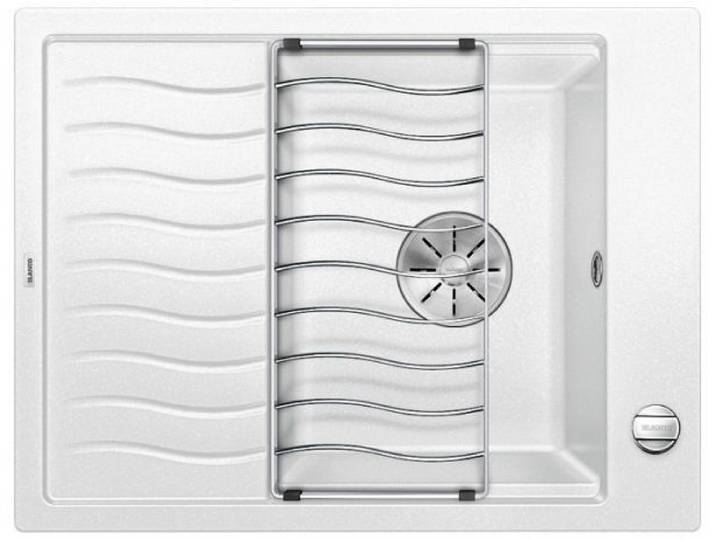 BLANCO ELON 45 S, SILGRANIT® PuraDur®, weiß, reversibel, mit Ablauffernbedienung, mit Zubehör