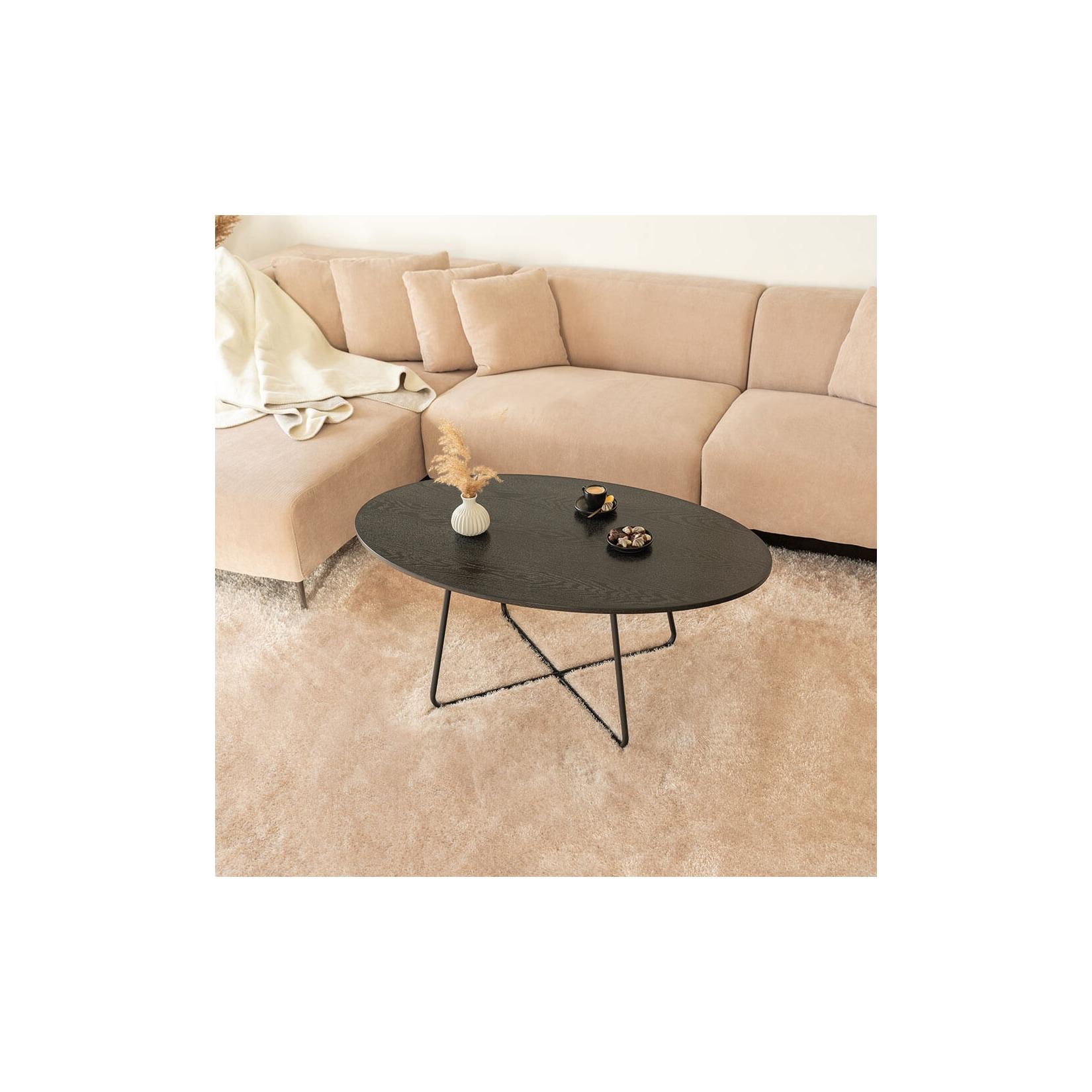 HOME DELUXE Couchtisch Oval NOVARIS - 110 x 66 cm Dark Oak