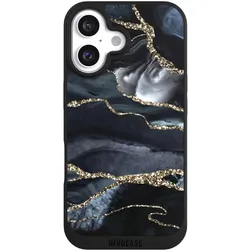 Nivocase Handyhülle für Apple iPhone 16 Hülle NIVOpure Case Schwarz Glitzer Look Marmor Trends (Apple iPhone 16), Smartphone Hülle, Schwarz
