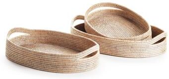 Porch & Petal Burma Rattan Oval Serving Trays, Set Of 3 - Set of 3