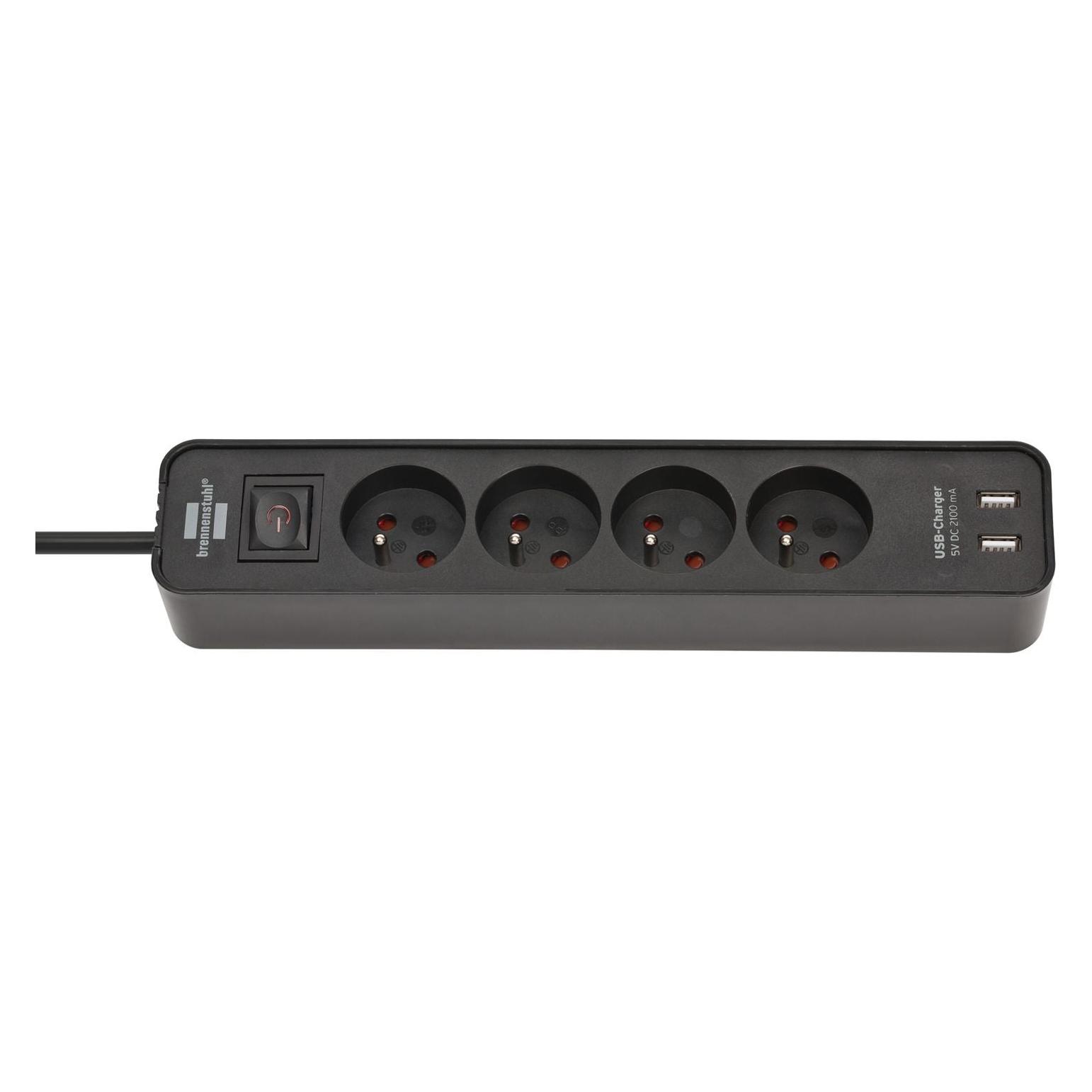 Brennenstuhl Ecolor 4 Stromleitung 1,5 m schwarze Steckdose (1153244006) (4x, CEE 7/4, 1.50 m) (1153244006)