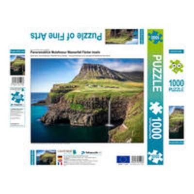 CALVENDO Puzzle Panoramablick Mulafossur Wasserfall Färöer Inseln 1000 Teile Puzzle quer | 1000 Teile Lege-Größe 64 × 48 cm Foto-Puzzle für glückliche
