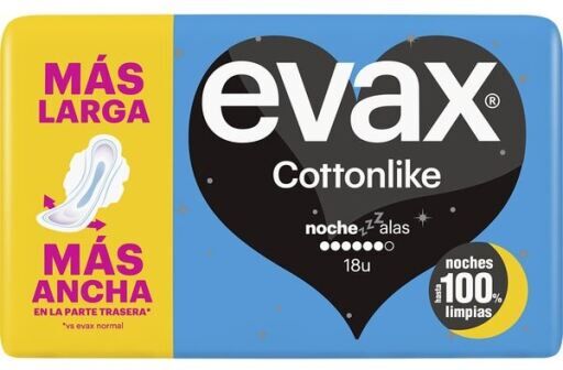 Evax Cottonlike Night Pads with Wings 18