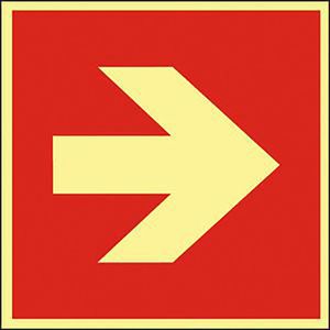 Abtec Hinweisschild ISO 7010 F001 Kunststoff, 15 x 15 cm, langnachleuchtend, Richtungspfeil