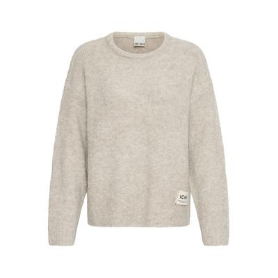 Strickpullover ICHI "Damen Strickpullover langarm IHSARISA", Damen, Gr. XS, beige (almond milk), Pullover Strickpullover
