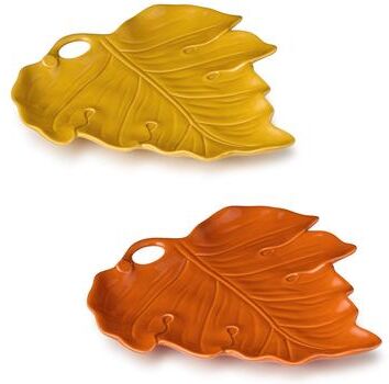 "Certified International Autumn Meadows 2pc Leaf Platters 14in x 12in - 14"" L x 12"" W x 1.5"" H"