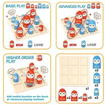 Inspire Curations Advanced Tic Tac Toe Game Stacking Tic Tac Toe Tabletop Battle Set blue large