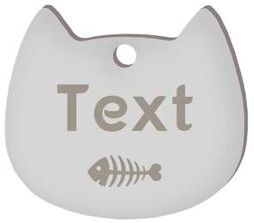 Uplifted Finds Custom Laser Engraved Stainless Steel Cat Face ID Tag silver 393 l