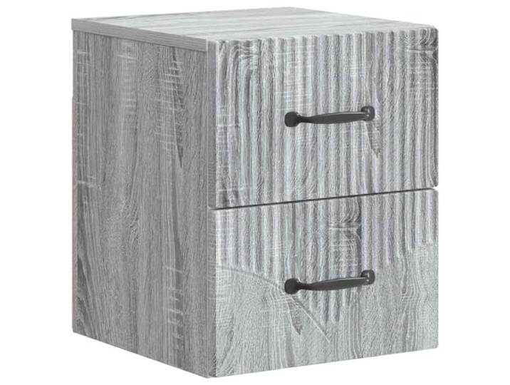 KUPTYERFG Hängender Nachttisch Graues Sonoma Holzwerkstoff 34,5x33x40 cm Platzsparender Wand-Nachtschrank aus robustem Holzwerkstoff in Graues Sonoma Optik für kleine Schlafzimmer.