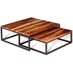 Helloshop26 - Satztische 2er-Set Massivholz braun 02_0042112
