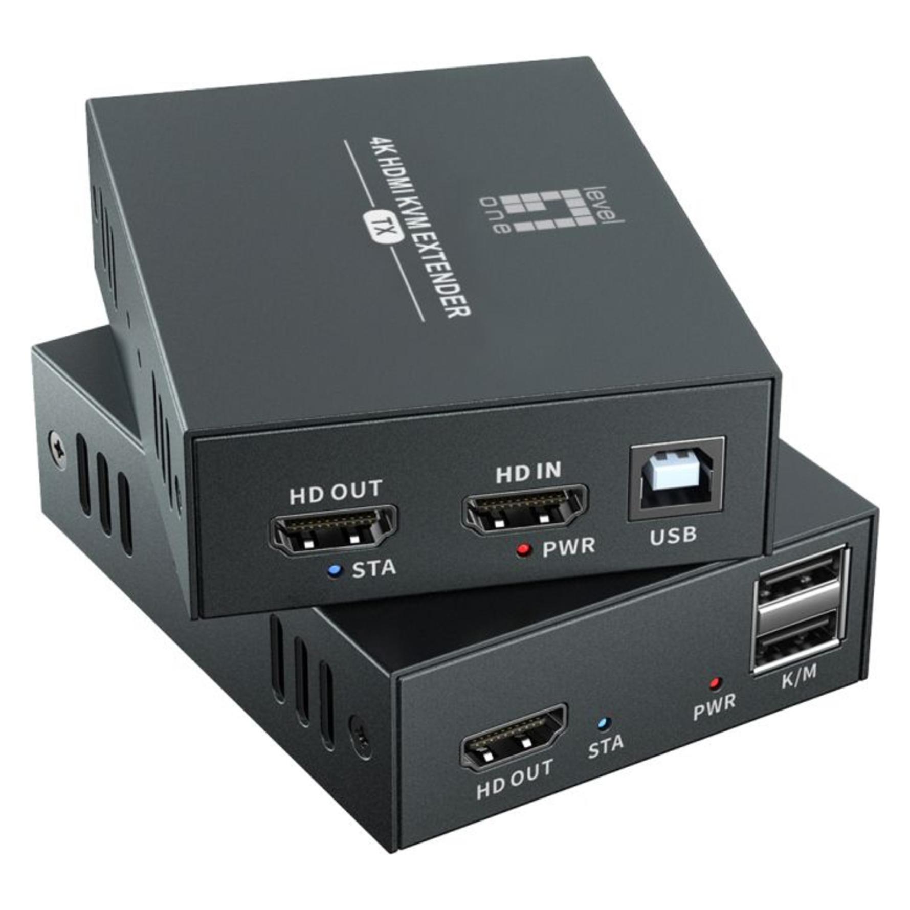 LevelOne HDMI over Cat.5/6 Extender kit 4K, 100m schwarz (Extender) (HVE-8111)