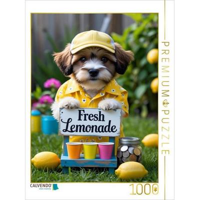 CALVENDO Puzzle Hund verkauft Limonade - sommerlich, süß und originell | 1000 Teile Lege-Größe 64x48cm Foto-Puzzle für glückliche Stunden