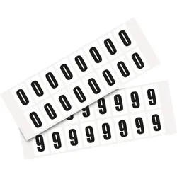 Aufkleber I Kombipackung Ziffer 0-9, weiß/schwarz, Folie, SH 25mm, 22x36mm, 32 je Ziffer/Packung