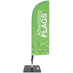 PREMIUM Beachflag WIND mit Bodenplatte Metall 6kg, Fiberglas, inkl. bedrucktem Saum, Beachflag Dropflag