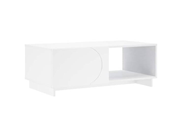 KUTYWEXFM Couchtisch Weiß 95x50,5x35cm Holzwerkstoff mit 2 Schubladen Moderner Wohnzimmertisch mit flexiblen Schubladen und Fächern für Stauraum. Ideal für Bücher im Loungebereich.