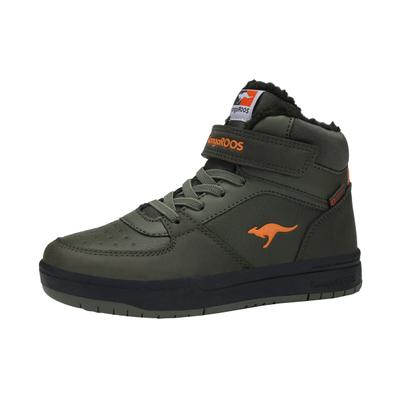 Sneaker KANGAROOS "K-CP Bound Mid EV", Mädchen, Gr. 33, wärmend, grün (military grün, flame), Synthetik, Textil, Schuhe Sneaker, wasserabweisend, wärmendes Innenfutter