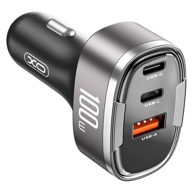 xO Kfz-Ladegerät CC61 PD QC 3.0 100W 1x USB 1x USB-C 1x Lightning grau (CC61)