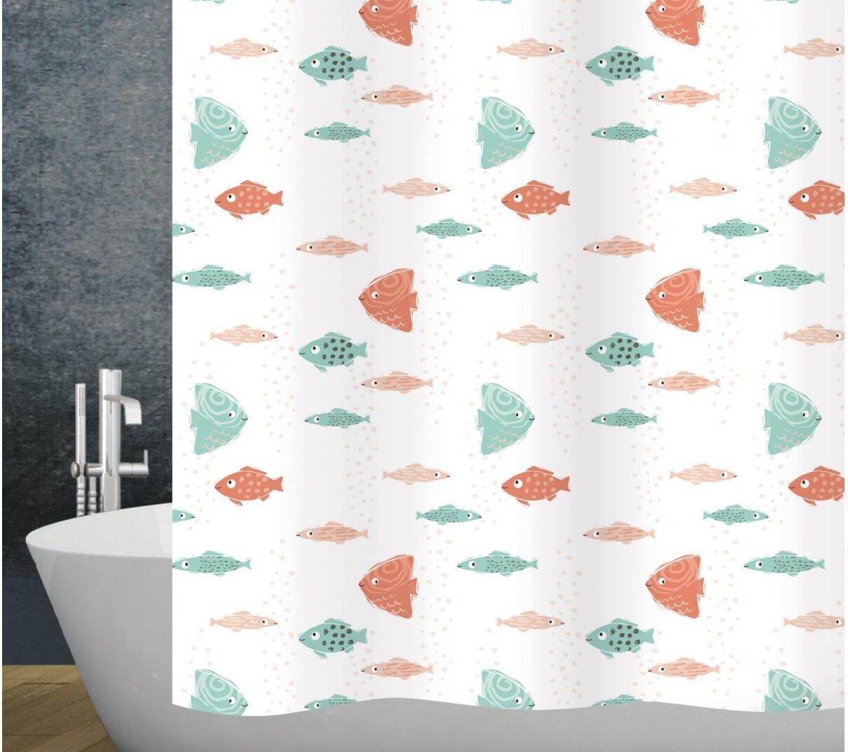Duschvorhang DIAQUA "Atoll", weiß, B:240cm H:180cm, Polyester, Duschvorhänge, Duschvorhang weiß B/H: 240cm x 180cm