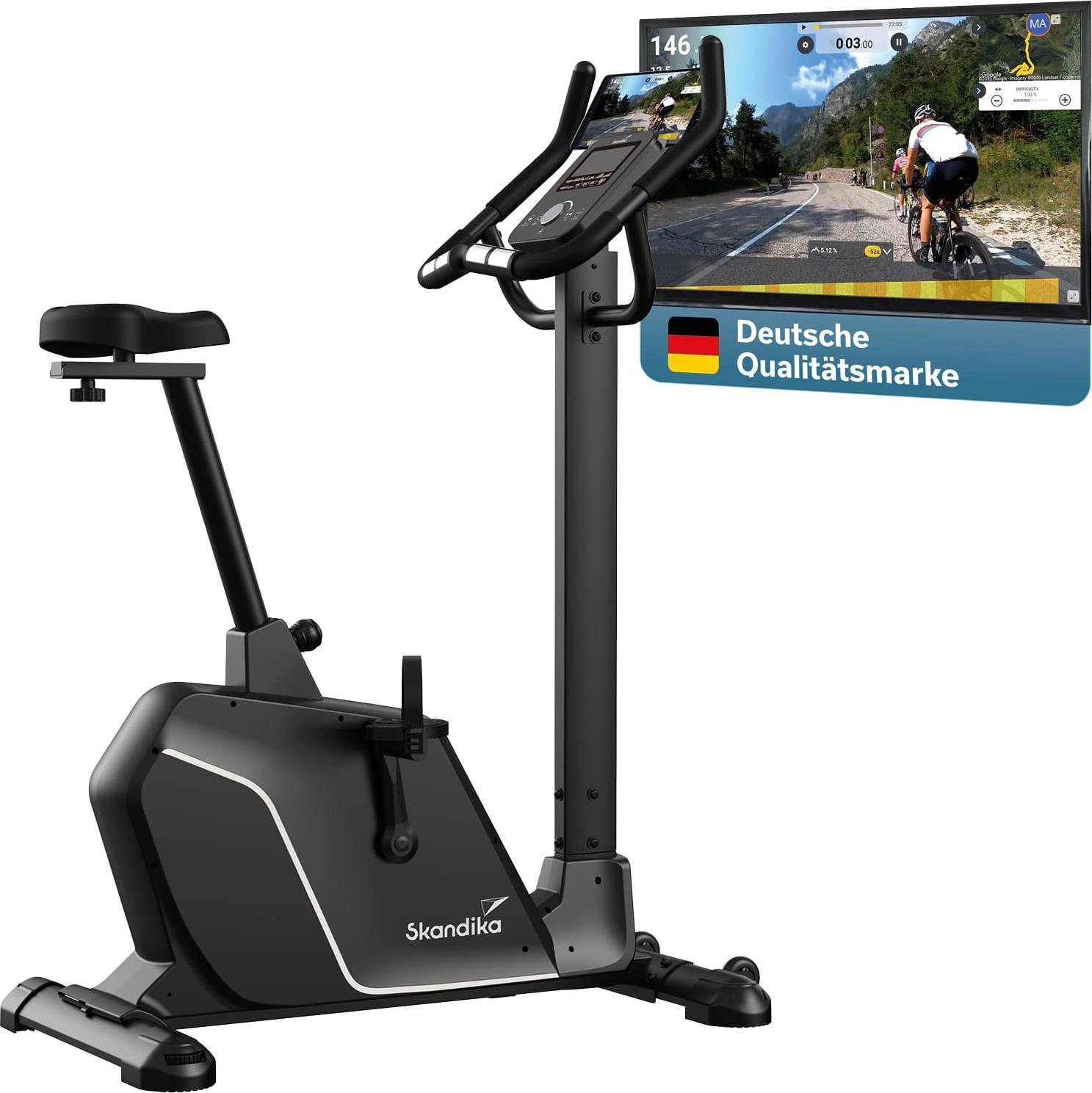 Skandika Heimtrainer Fahrrad Cykling P10 | 32 Stufen, Magnetbremssystem, 12 kg Schwungmasse, App Steuerung mit Kinomap, Hometrainer Fahrrad