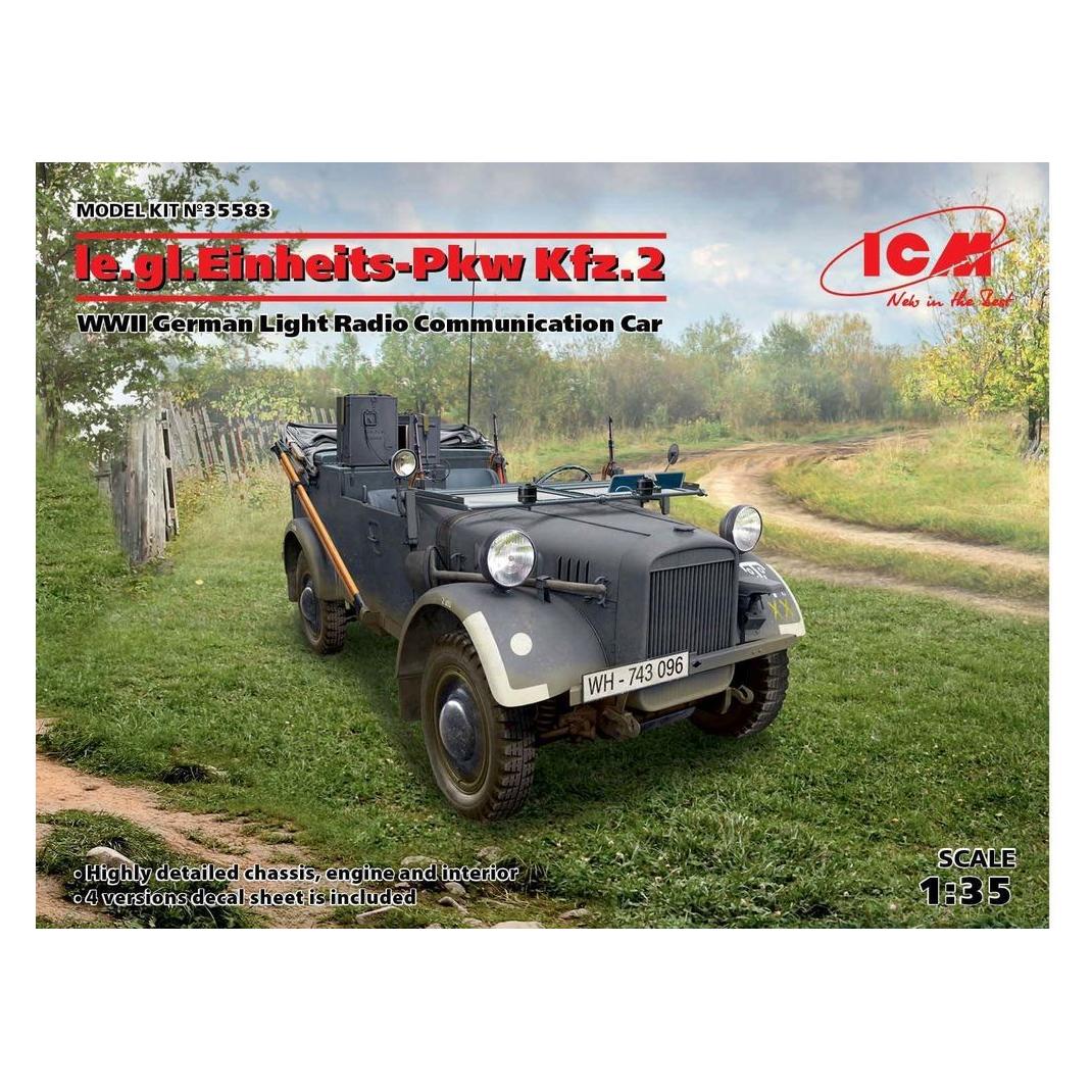 ICM le.gl.Einheitz-Pkw KFZ.2,WWII GermanLigh Radio Communication Car (35583)