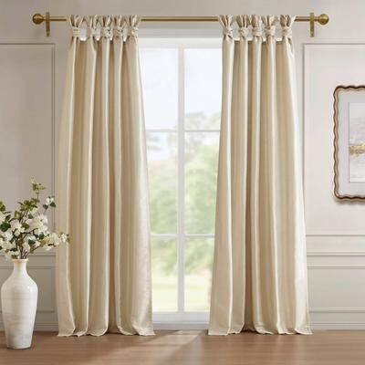 Madison Park Emilia Faux Silk Twist Tab Single Blackout Window Curtain Panel