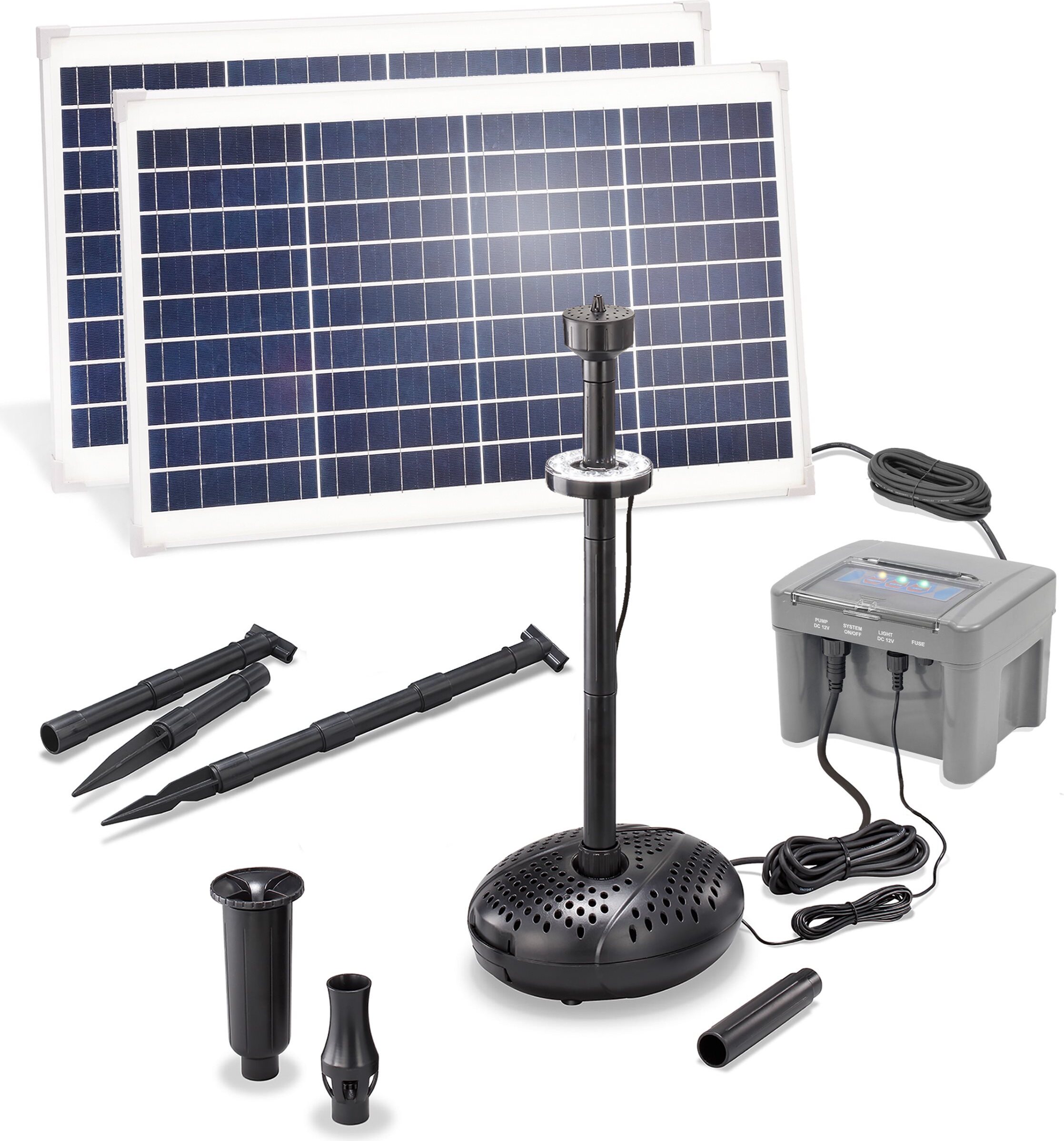 esotec Solar Teichpumpenset 70/2800 LED mit 12,8V/12Ah LiFe-Akkuspeicher 101940