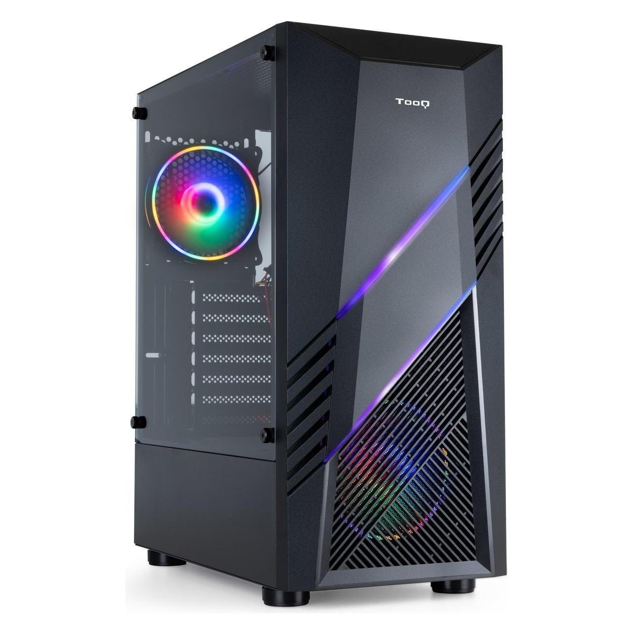 Tooq Technology Boitier Moyen Tour ATX TooQ BioHazard TQGCC102 RGB avec panneau vitré (Noir) (ATX, mATX, Mini-ITX) (TQGCC102-B)