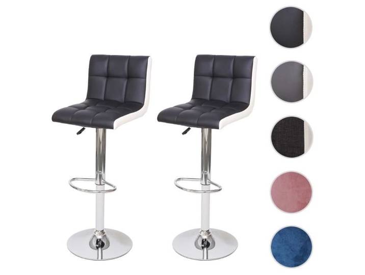 MCW 2x Tabouret de bar MCW-G87 similicuir noir blanc pied chromé