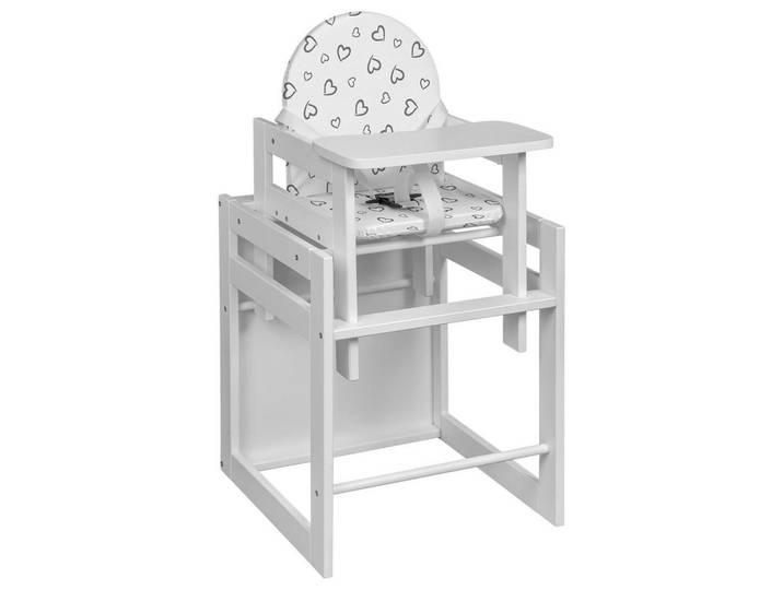 My Baby Lou Kombihochstuhl, Weiss, Holz, Buche, Hartholz, EN 14988, Essbrett abnehmbar, Schrittgurt, 3-Punkt-Gurt, Tablett, Baby- und Kindermöbel, Babyzimmer, Hochstuhl