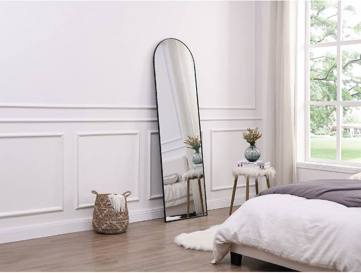 Bogenförmiger Spiegel zum Aufstellen - Metall - 50 x 170 cm - Schwarz - MAILEN