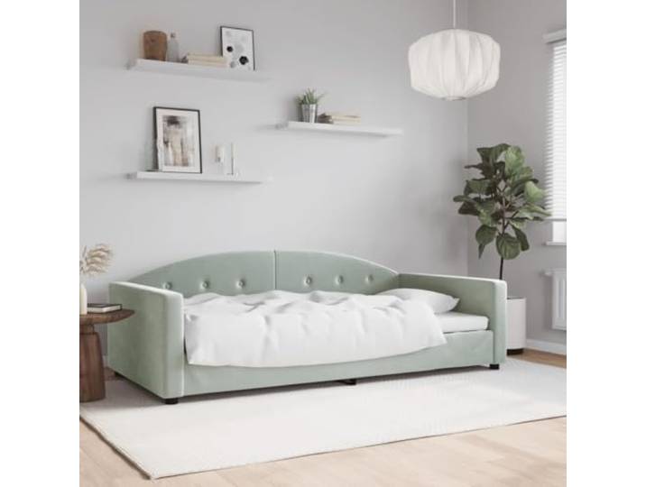 WDGJJFECNMUEHI 2 in 1 Tagesbett Samt Schlafsofa Tagesbett Grau 100x200 cm Tagesbett Hellgrau 100x200 cm Samt Schlafsofa Klappbett Gästebett mit Metallgestell und Schaumstoffpolsterung für Wohnzimmer