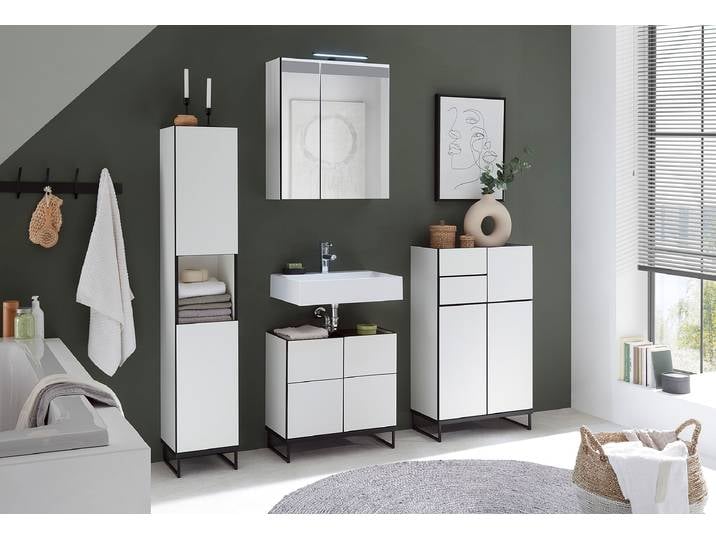 Meuble bas 60 x 102 x 31cm Blanc/Blanc