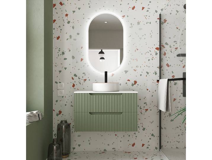 Waschtisch COLORIA Typ F 81 x 62 x 46cm Grün/Olivgrün/Weiß